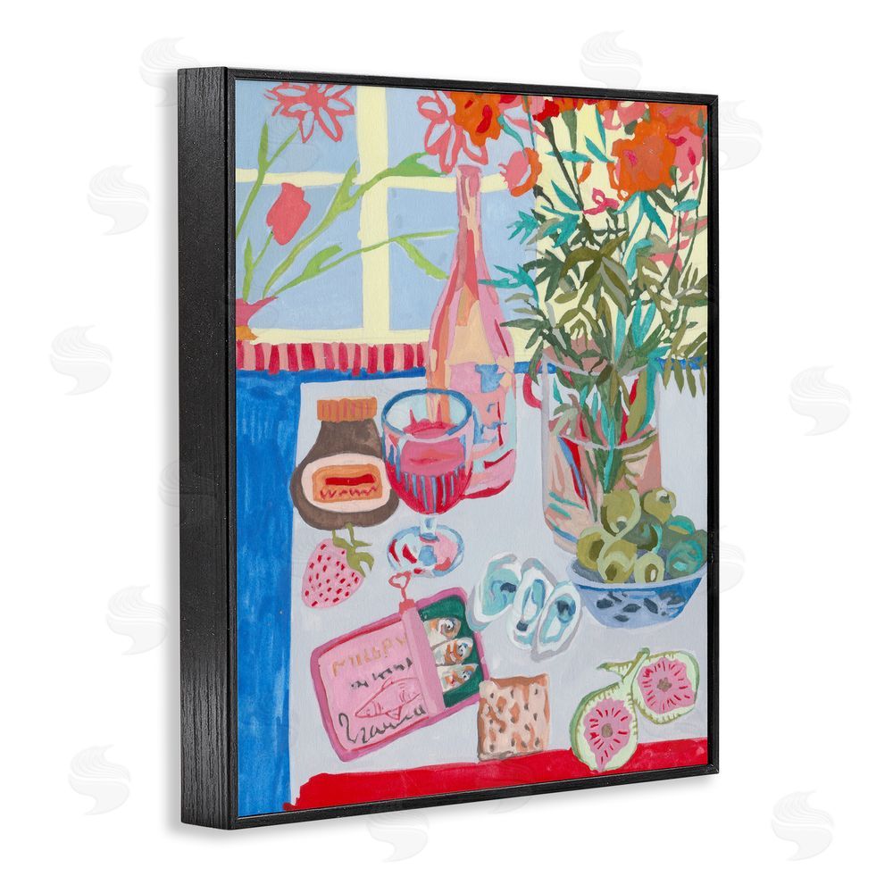 Melissa Wang Red & Blue Table Setting Black Framed Giclee Wall Art Print