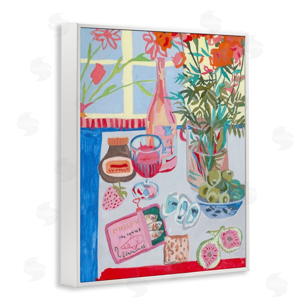 Melissa Wang Red & Blue Table Setting White Framed Giclee Wall Art Print
