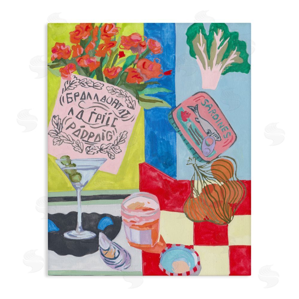 Melissa Wang Kitchen Checkered Still Life Stretched Canvas Wall Art