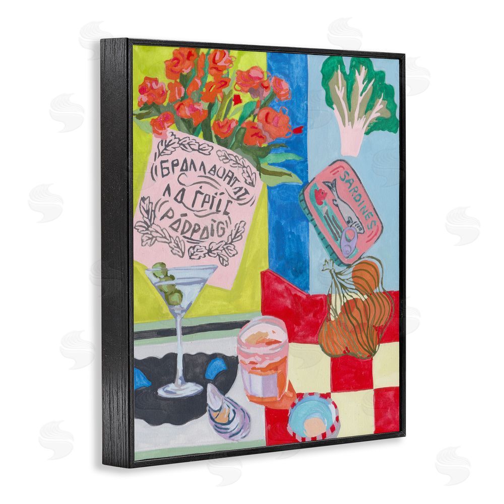 Melissa Wang Kitchen Checkered Still Life Blacked Framed Giclee Wall Art Print