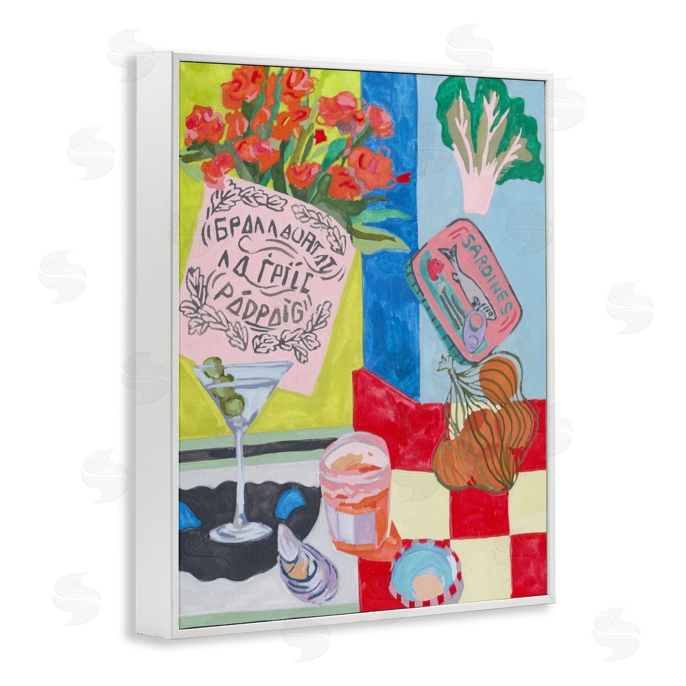 Melissa Wang Kitchen Checkered Still Life White Framed Giclee Wall Art Print