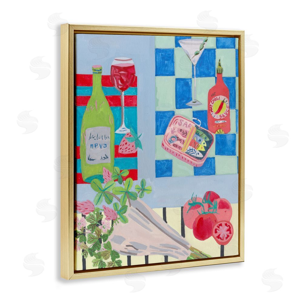 Melissa Wang Saucy Kitchen Secrets Gold Floating Frame Canvas Wall Art Print