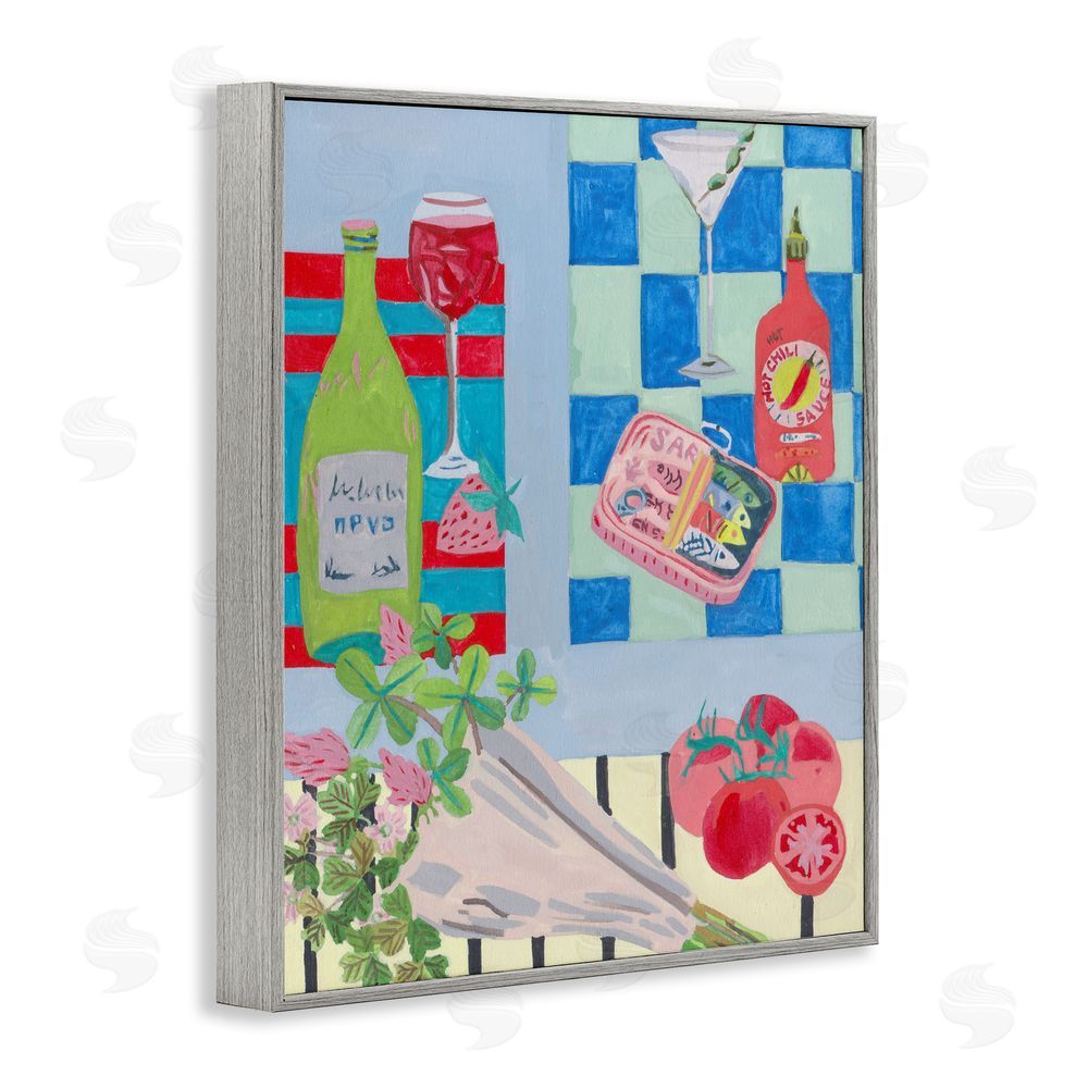 Melissa Wang Saucy Kitchen Secrets Gray Framed Giclee Wall Art Print