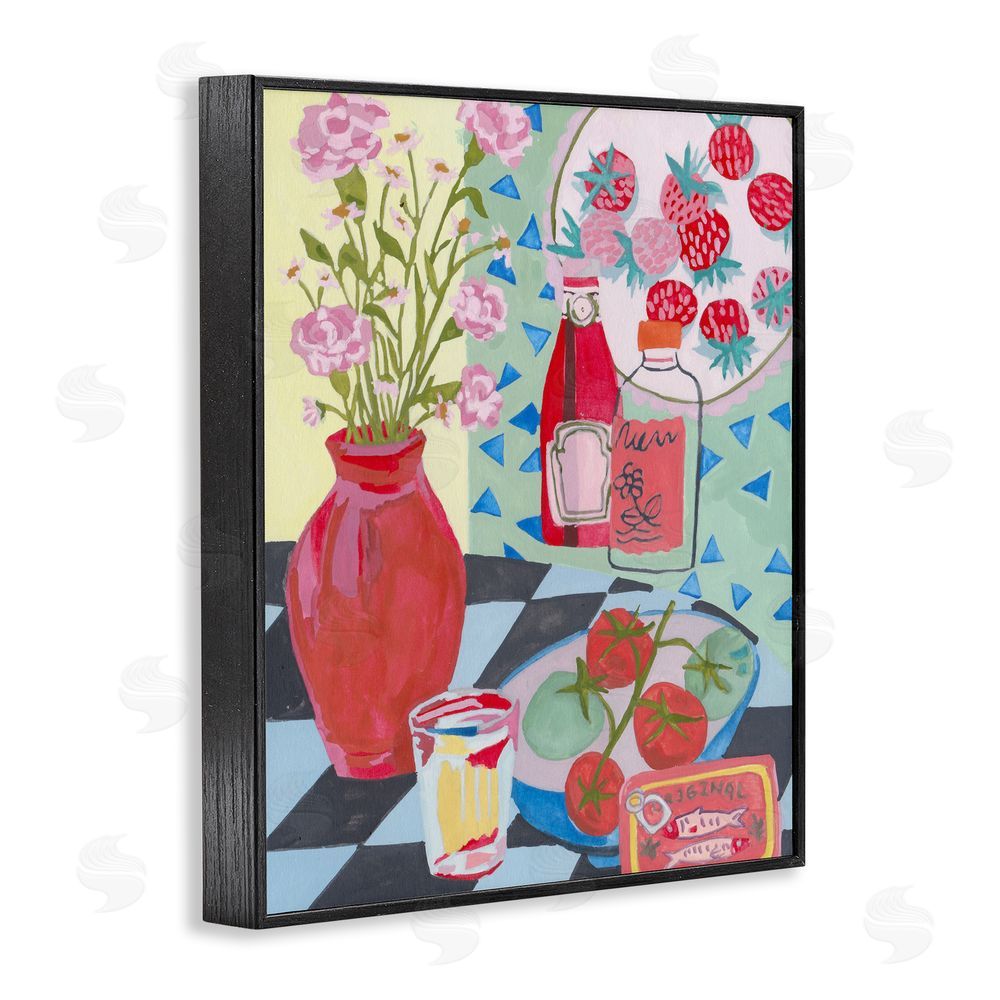 Melissa Wang Kitchen Sauces Still Life Blacked Framed Giclee Wall Art Print