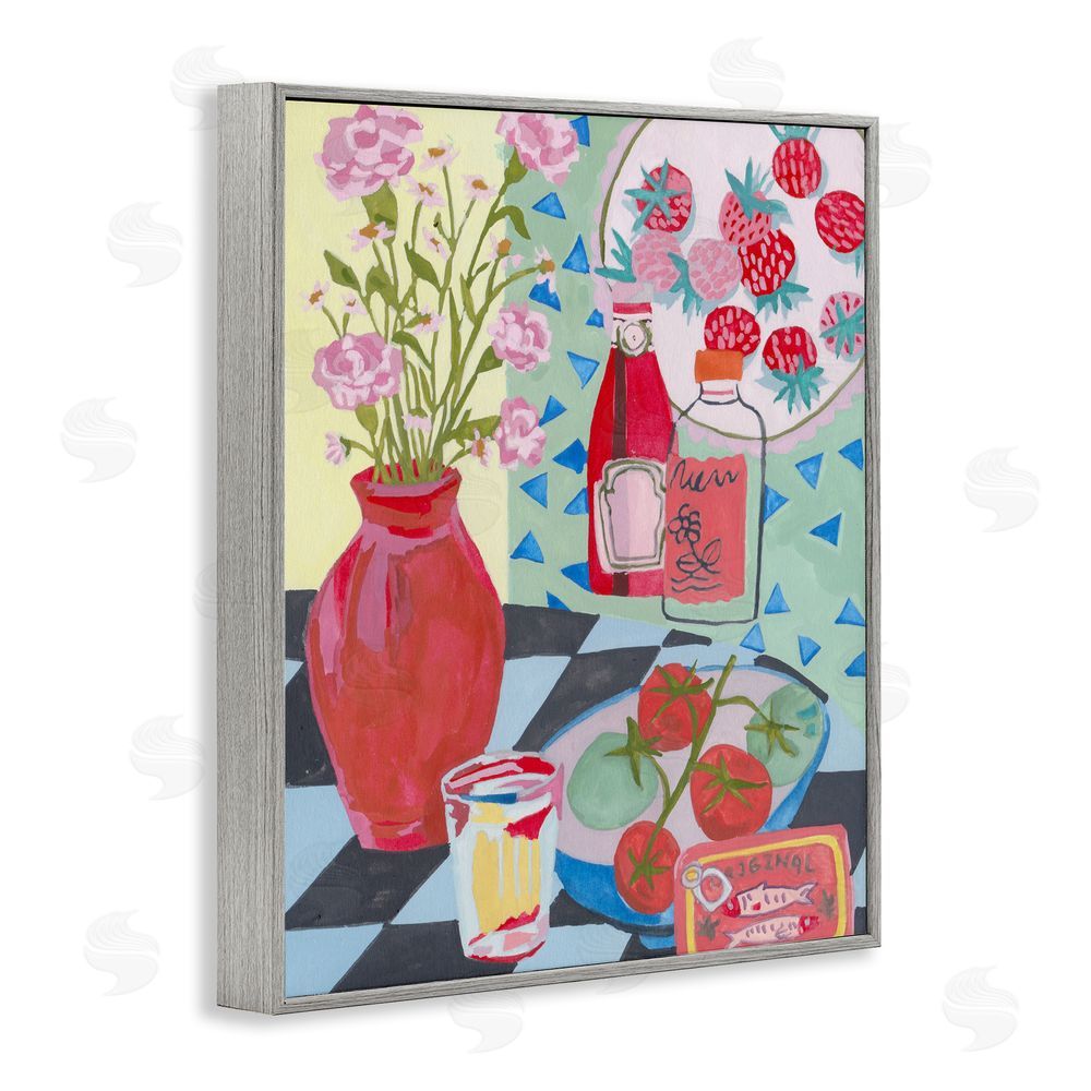 Melissa Wang Kitchen Sauces Still Life Gray Framed Giclee Wall Art Print
