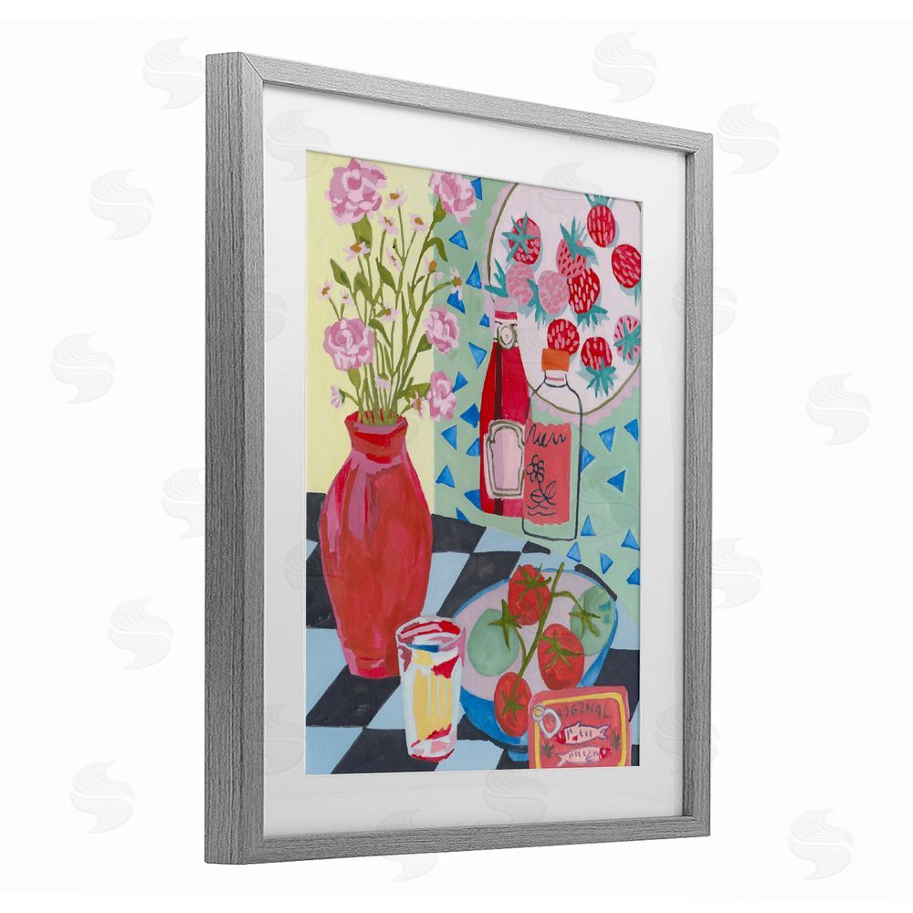 Melissa Wang Kitchen Sauces Still Life Gray Framed Print Under Glass with Mat Wall Art