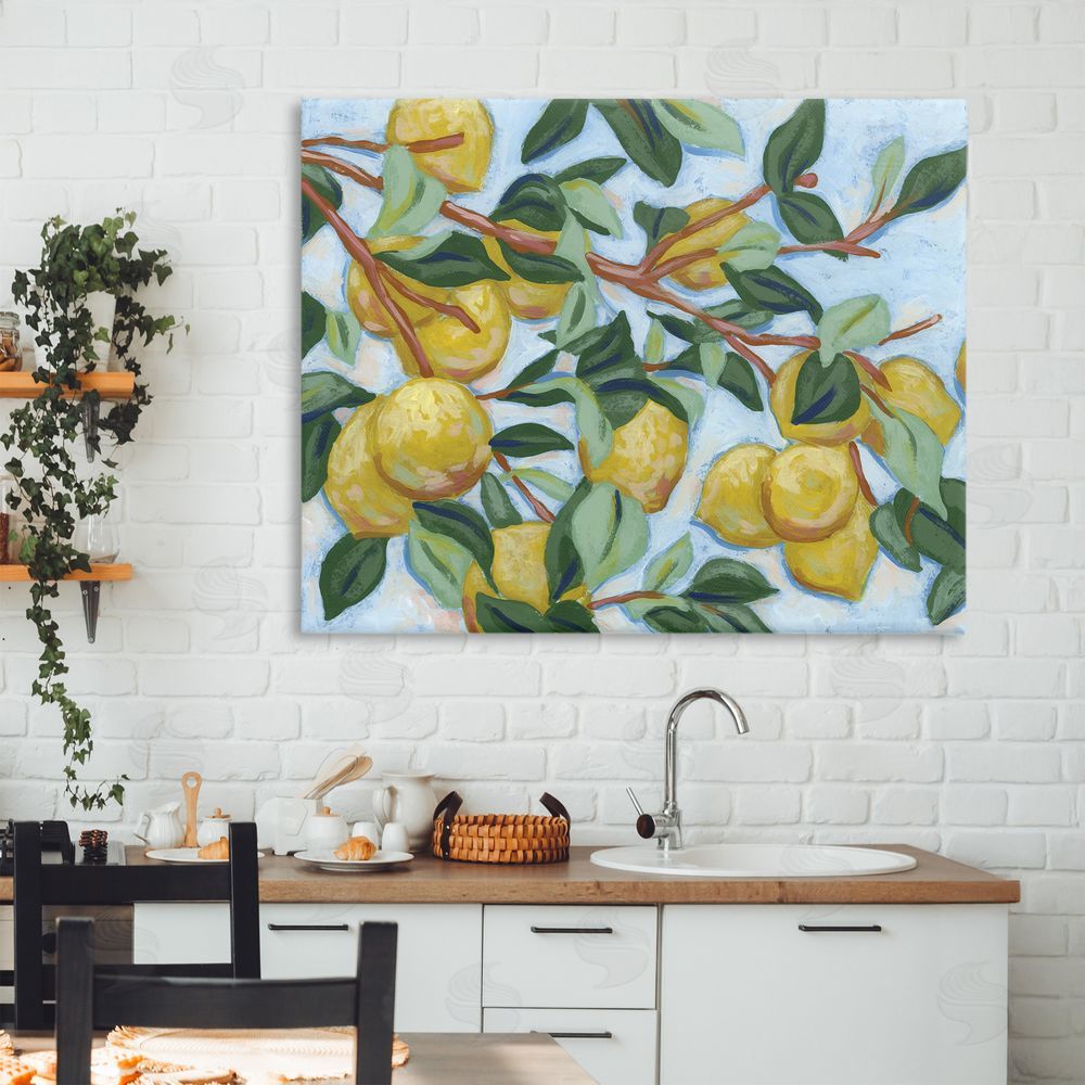 June Erica Vess Sunshine Citrus Tree Stretched Canvas Wall Art Print in Room