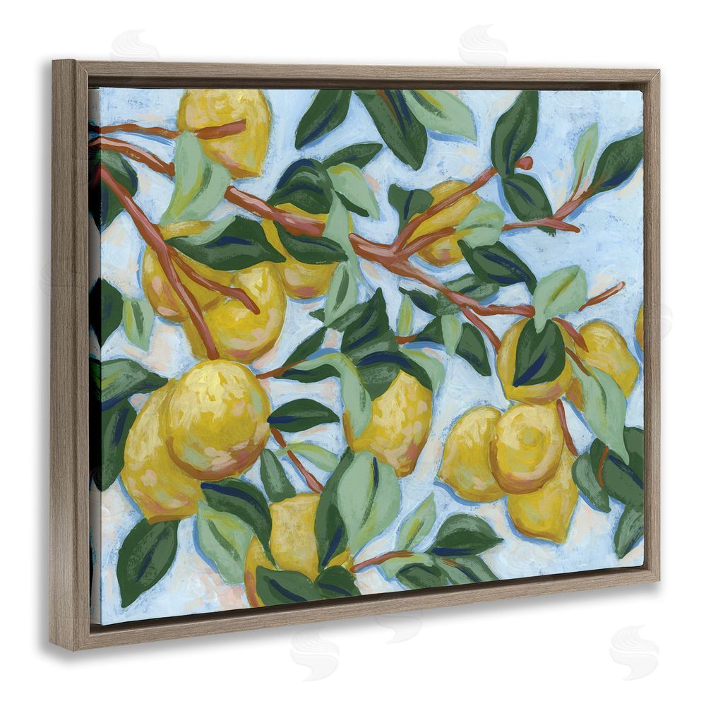 June Erica Vess Sunshine Citrus Tree Brown Floating Frame Canvas Wall Art Print