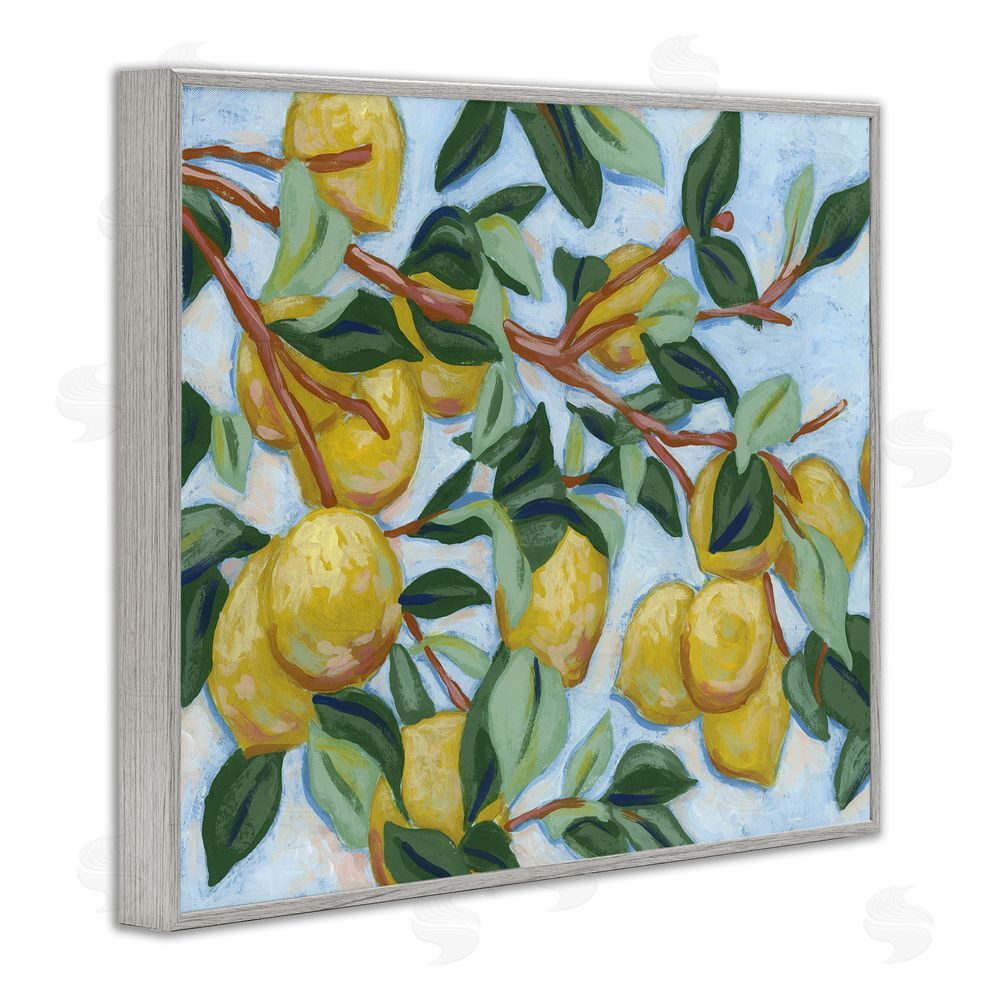June Erica Vess Sunshine Citrus Tree Gray Framed Giclee Wall Art Print