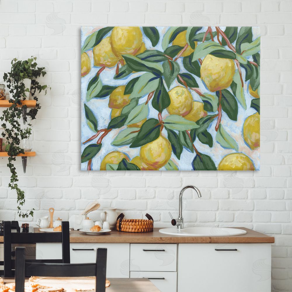 June Erica Vess Summer Citrus Tree Stretched Canvas Wall Art Print in Room