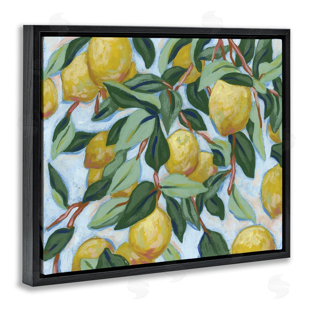 June Erica Vess Summer Citrus Tree Black Floating Frame Canvas Wall Art Print