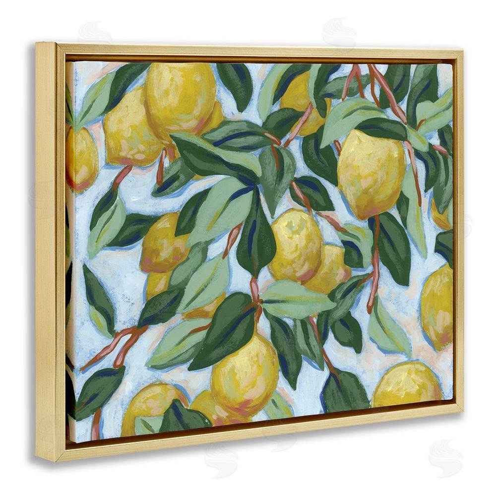 June Erica Vess Summer Citrus Tree Gold Floating Frame Canvas Wall Art Print