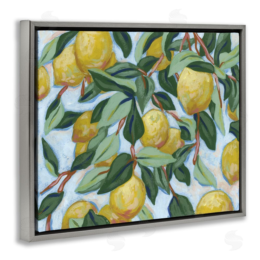 June Erica Vess Summer Citrus Tree Gray Floating Frame Canvas Wall Art Print