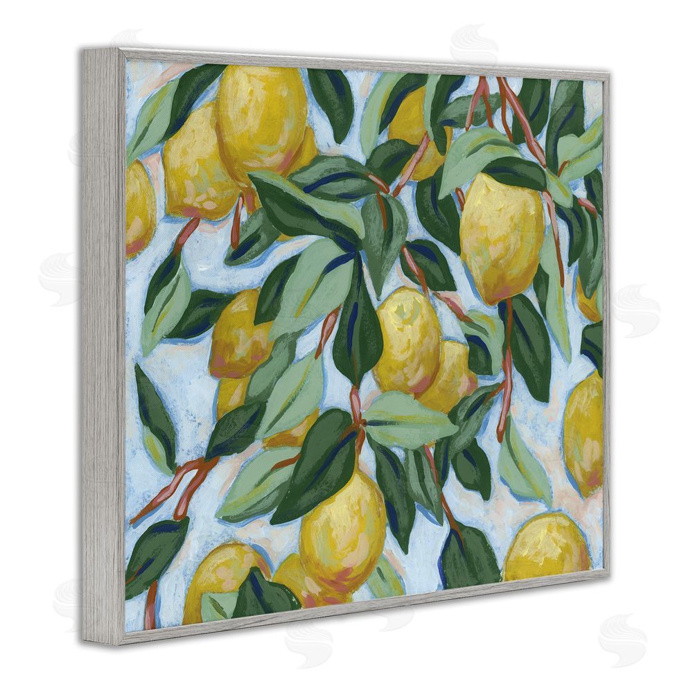 June Erica Vess Summer Citrus Tree Gray Framed Giclee Wall Art Print