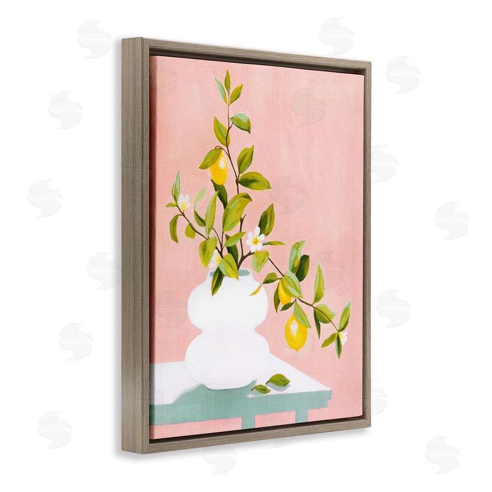 Grace Popp Afternoon Limoncello Plant Brown Floating Frame Canvas Wall Art Print
