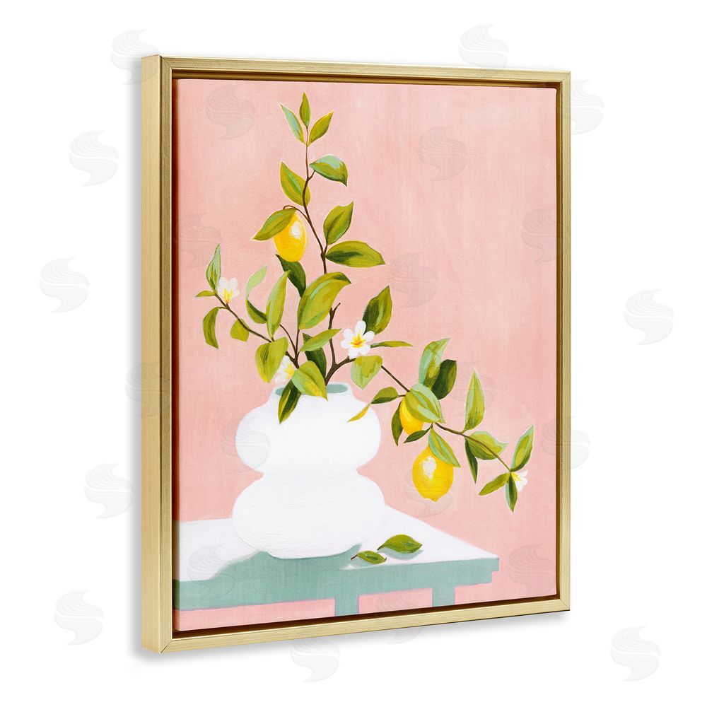 Grace Popp Afternoon Limoncello Plant Gold Floating Frame Canvas Wall Art Print