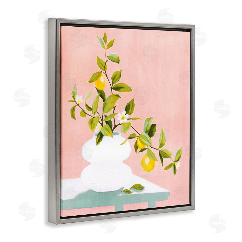 Grace Popp Afternoon Limoncello Plant Gray Floating Frame Canvas Wall Art Print