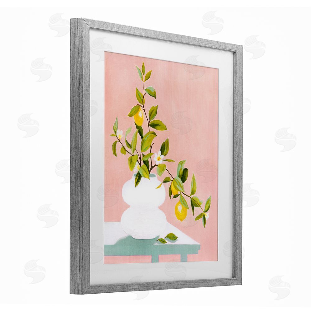 Grace Popp Afternoon Limoncello Plant Gray Framed Print Under Glass Wall Art