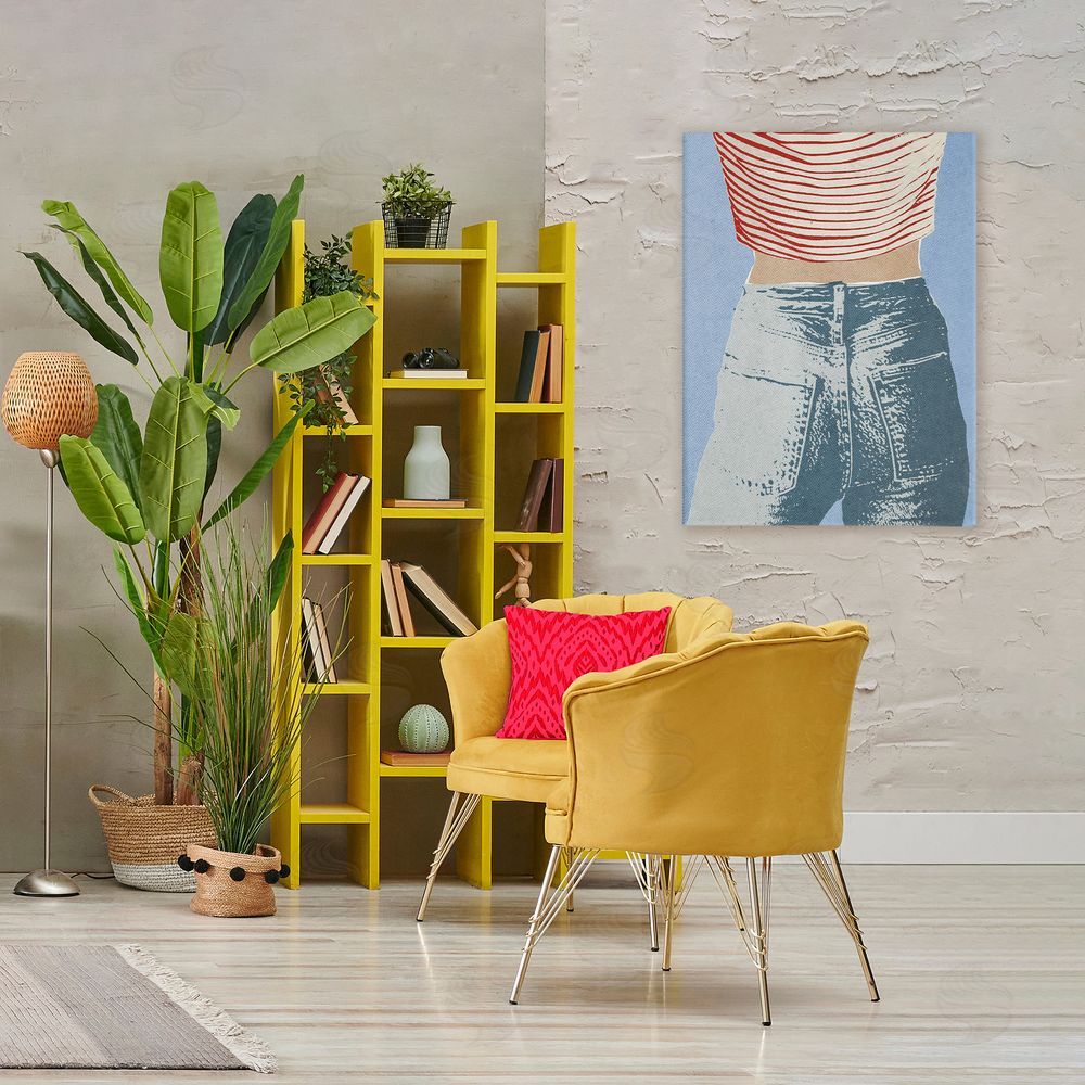 Victoria Barnes Favorite Jeans Vintage Stretched Canvas Wall Art in Room