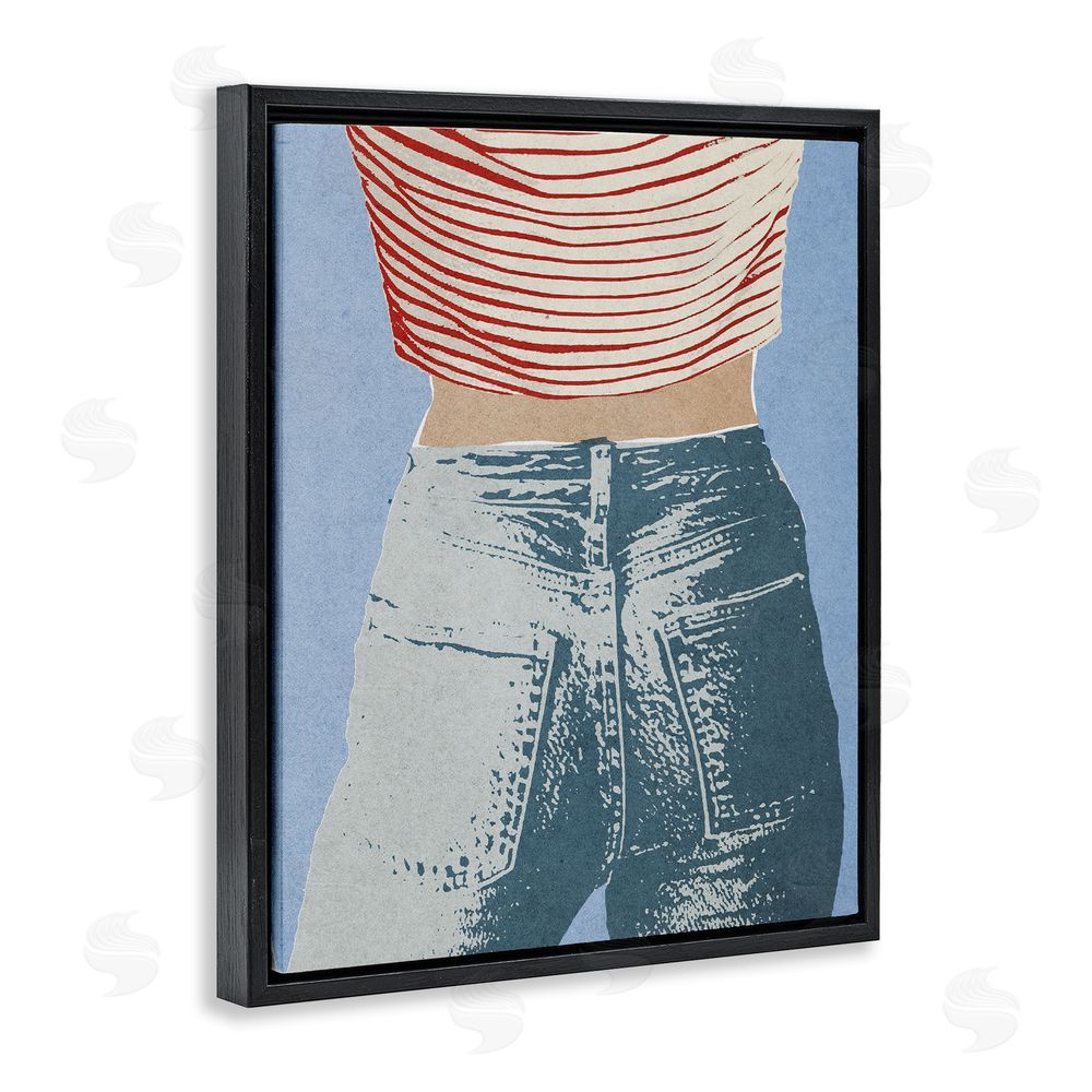 Victoria Barnes Favorite Jeans Vintage Black Floating Frame Canvas Wall Art
