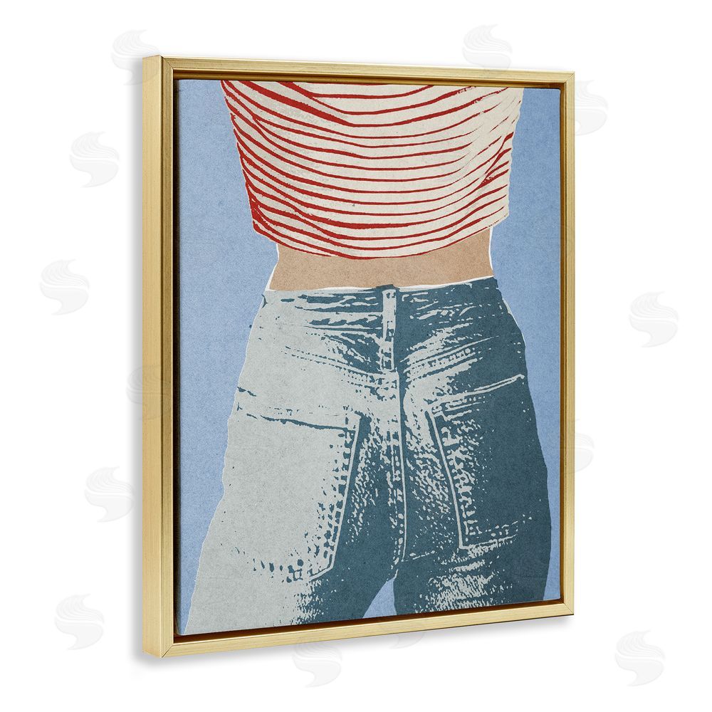 Victoria Barnes Favorite Jeans Vintage Gold Floating Frame Canvas Wall Art