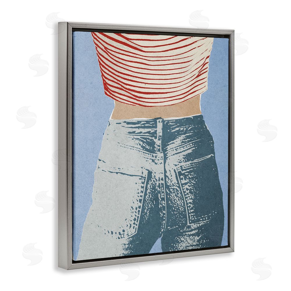 Victoria Barnes Favorite Jeans Vintage Gray Floating Frame Canvas Wall Art