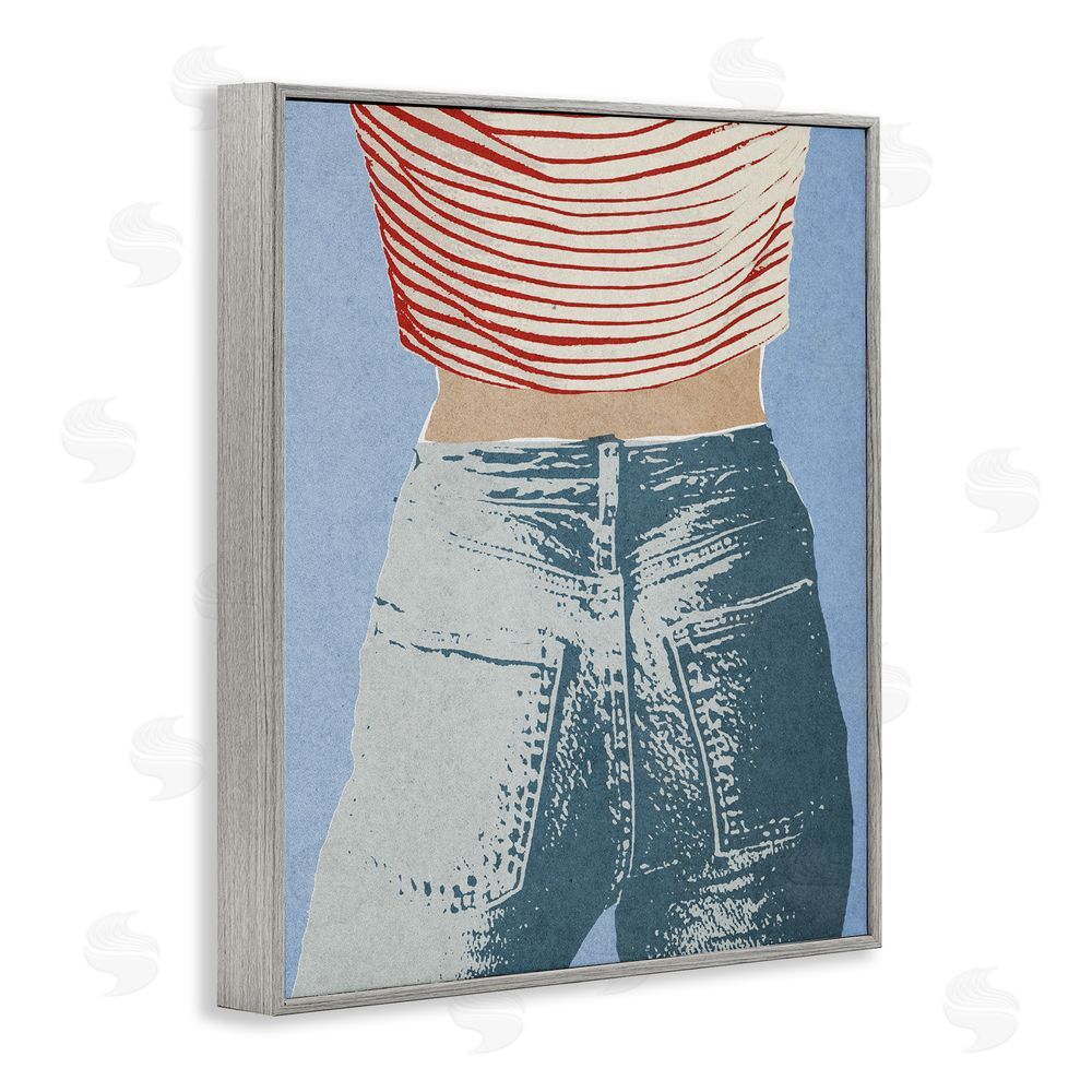 Victoria Barnes Favorite Jeans Vintage Gray Framed Giclee Wall Art Print