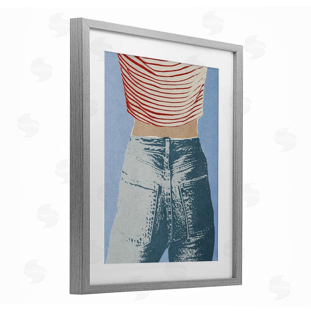 Victoria Barnes Favorite Jeans Vintage Gray Framed Print Under Glass with Mat Wall Art