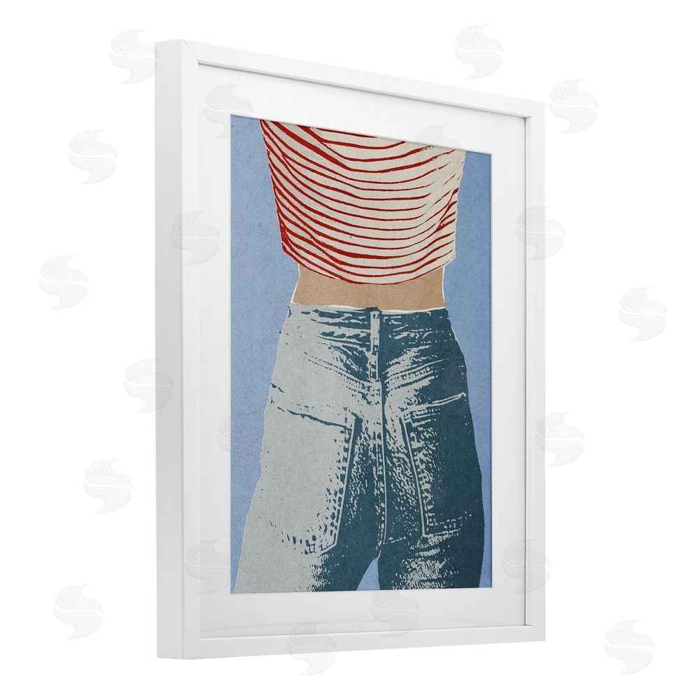 Victoria Barnes Favorite Jeans Vintage White Framed Print Under Glass with Mat Wall Art