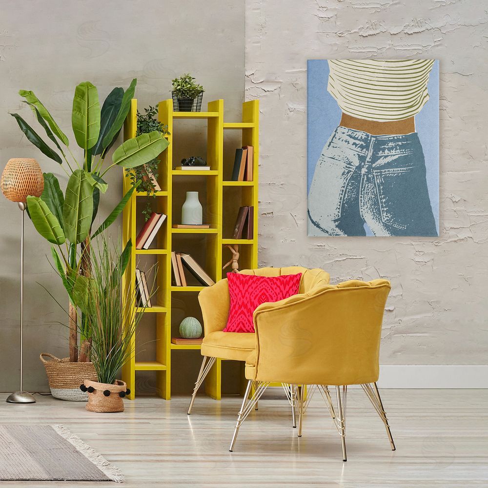 Victoria Barnes Vintage Jeans & Tee Stretched Canvas Wall Art Print in Room