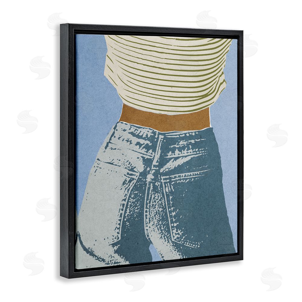 Victoria Barnes Vintage Jeans & Tee Black Floating Frame Canvas Wall Art Print