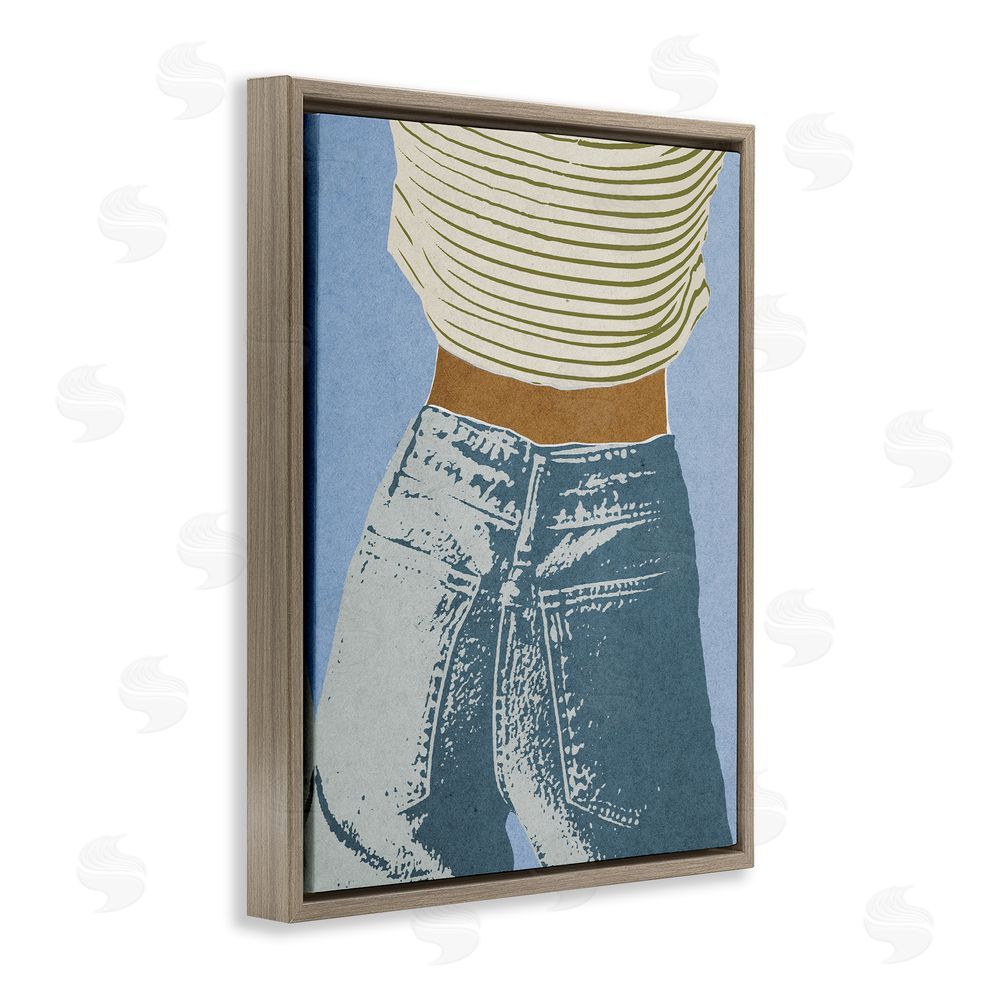 Victoria Barnes Vintage Jeans & Tee Brown Floating Frame Canvas Wall Art Print