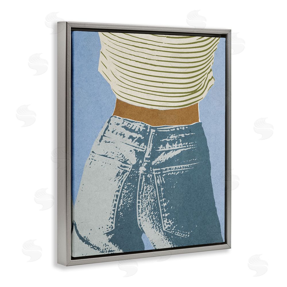 Victoria Barnes Vintage Jeans & Tee Gray Floating Frame Canvas Wall Art Print
