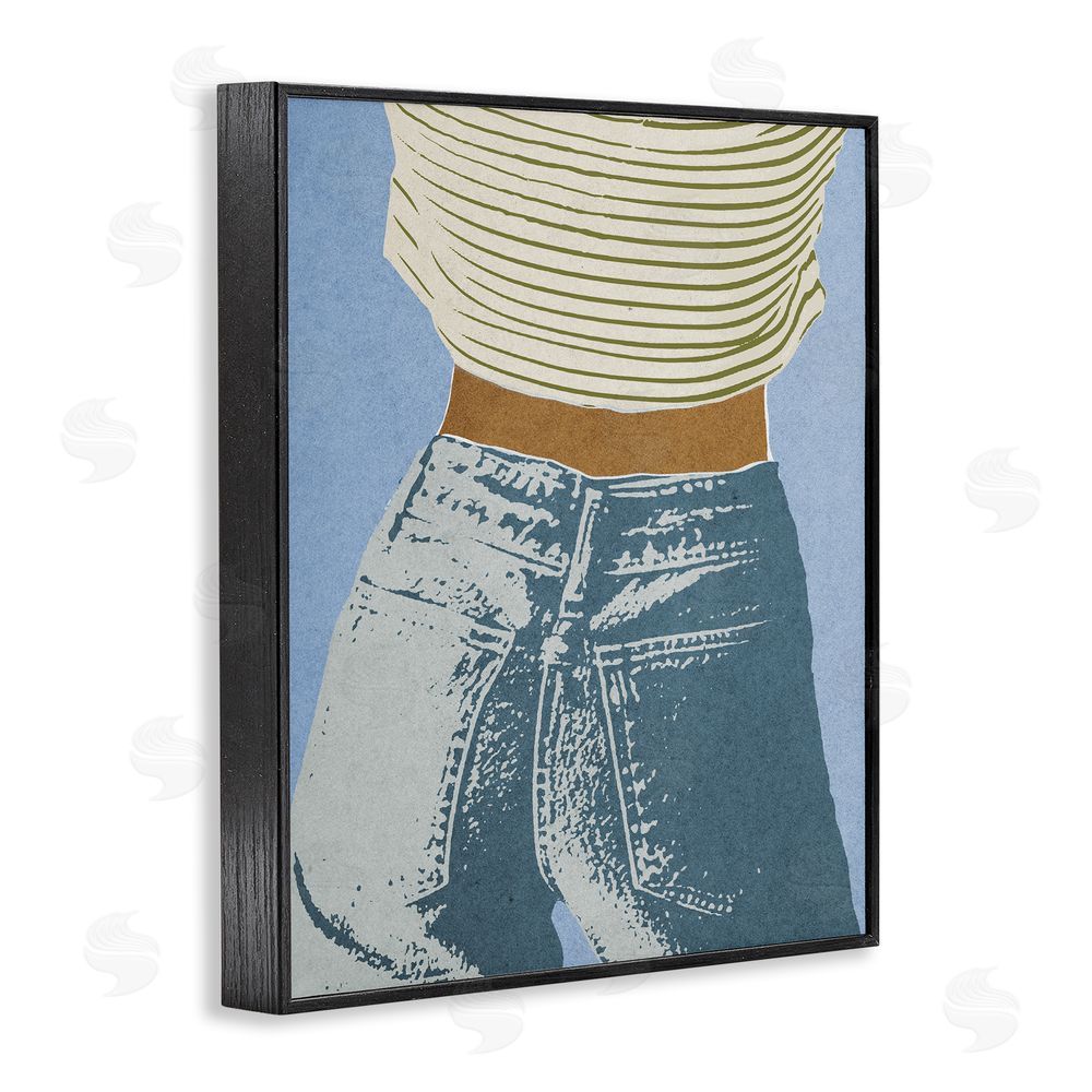 Victoria Barnes Vintage Jeans & Tee Black Framed Giclee Wall Art Print