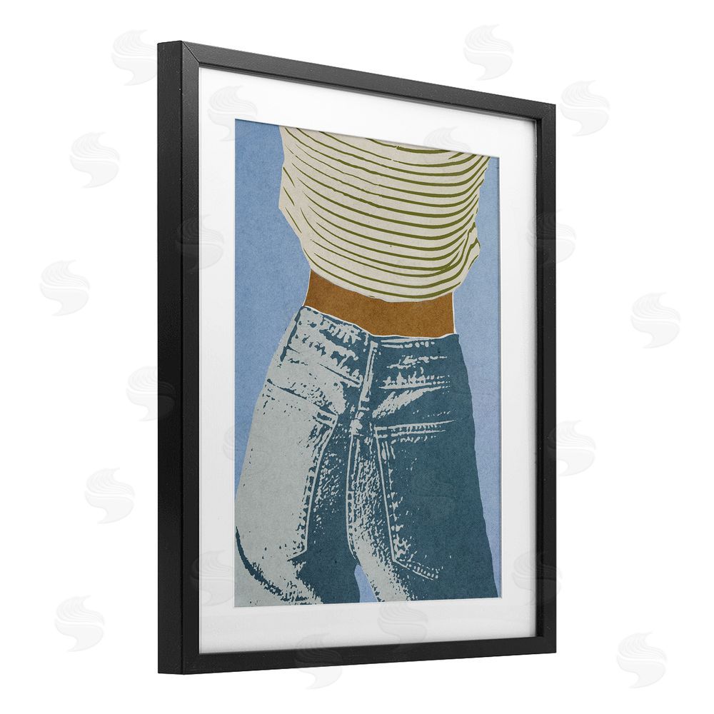 Victoria Barnes Vintage Jeans & Tee Black Framed Print Under Glass Wall Art