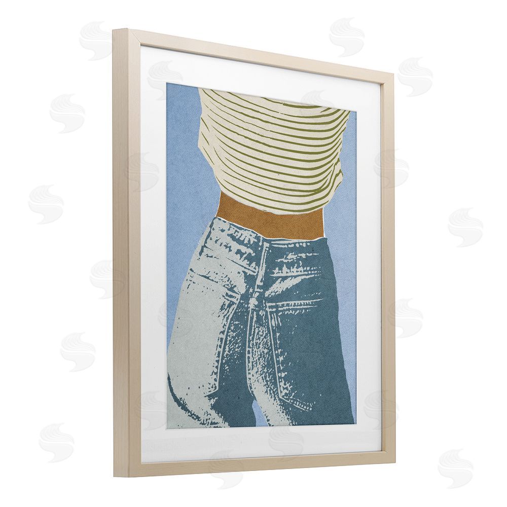 Victoria Barnes Vintage Jeans & Tee Brown Framed Print Under Glass Wall Art