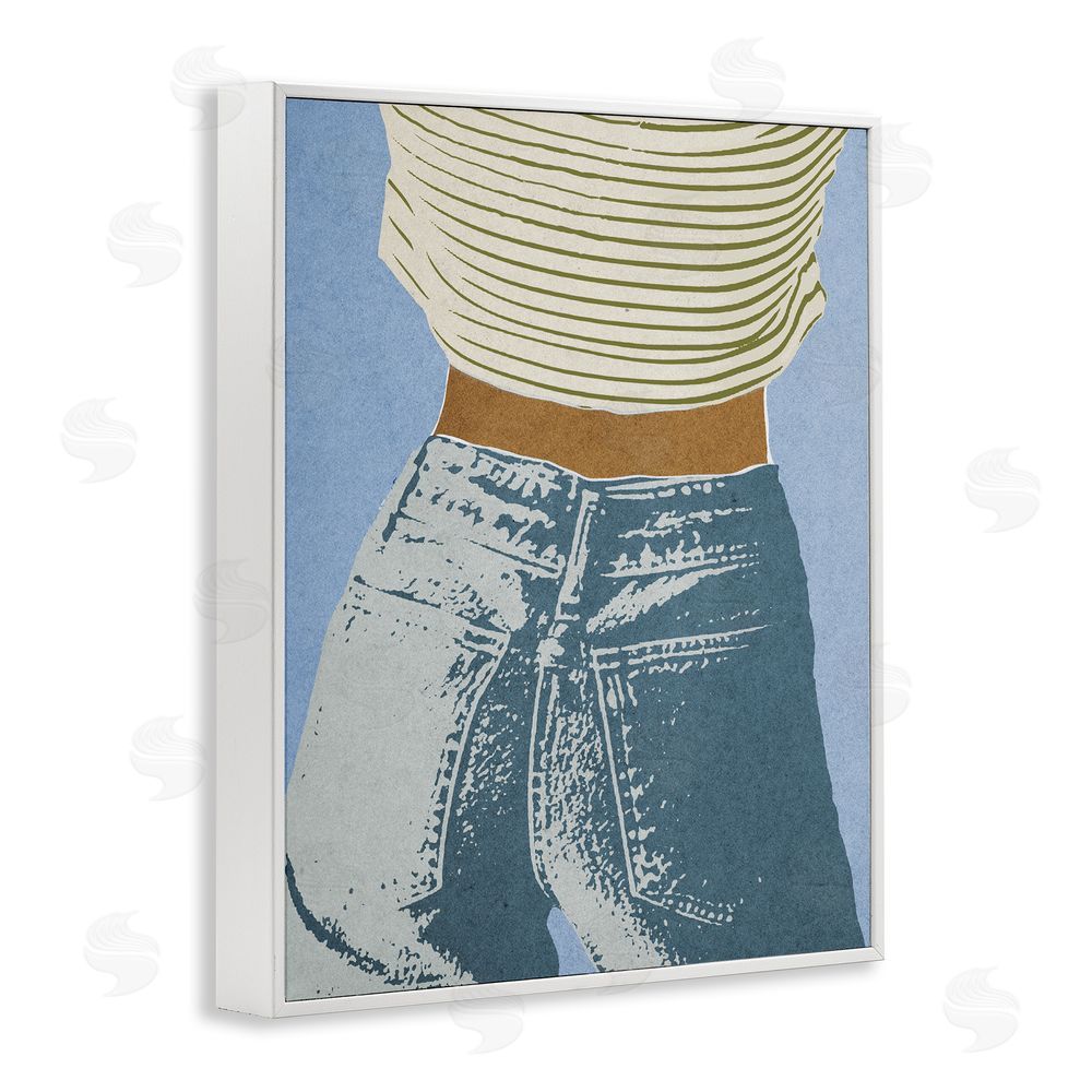 Victoria Barnes Vintage Jeans & Tee White Framed Giclee Wall Art Print