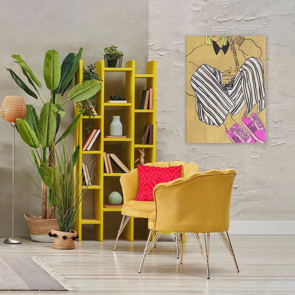 Melissa Wang Crimson Thread Fashionista Stretched Canvas Wall Art Print in Room