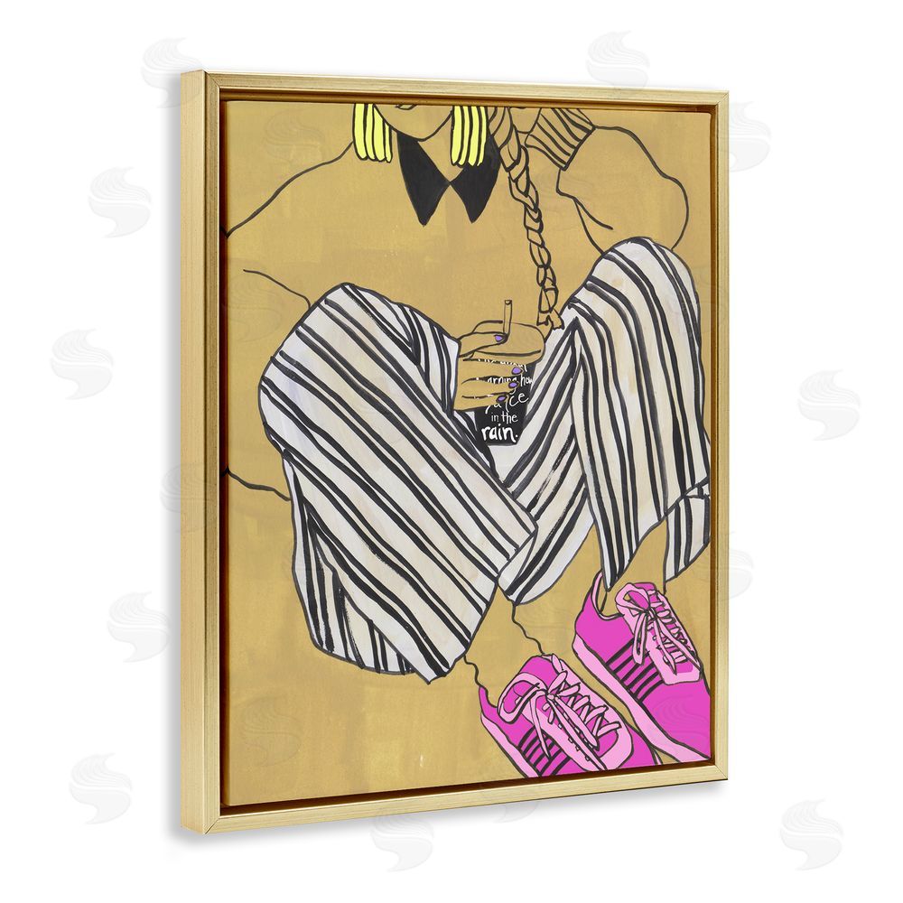 Melissa Wang Crimson Thread Fashionista Gold Floating Frame Wall Art Print