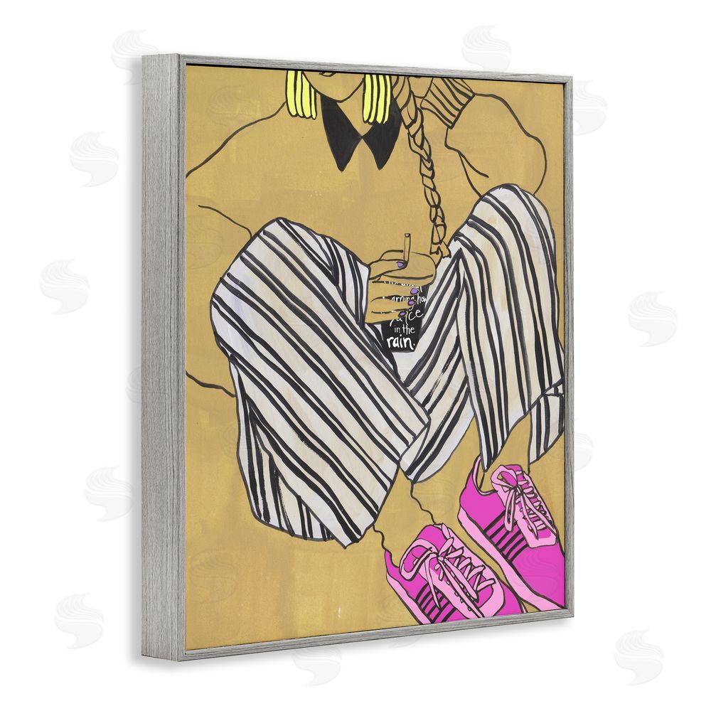 Melissa Wang Crimson Thread Fashionista Gray Framed Giclee Wall Art Print