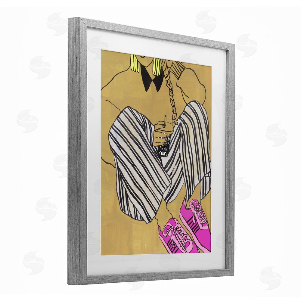 Melissa Wang Crimson Thread Fashionista Gray Framed Print Under Glass Wall Art