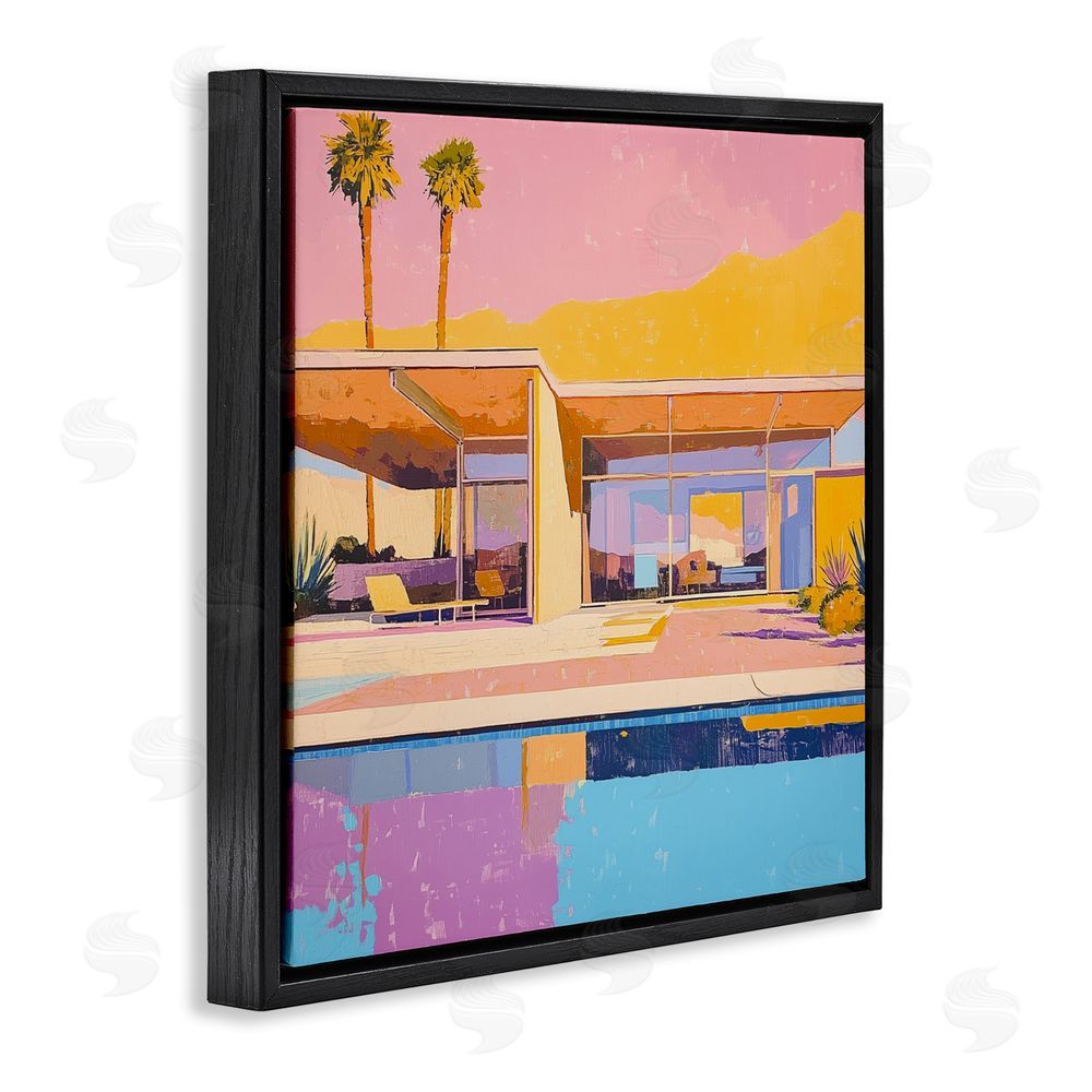 Walker Noble Vivid Villa at Sunset Black Floating Frame Canvas Wall Art Print