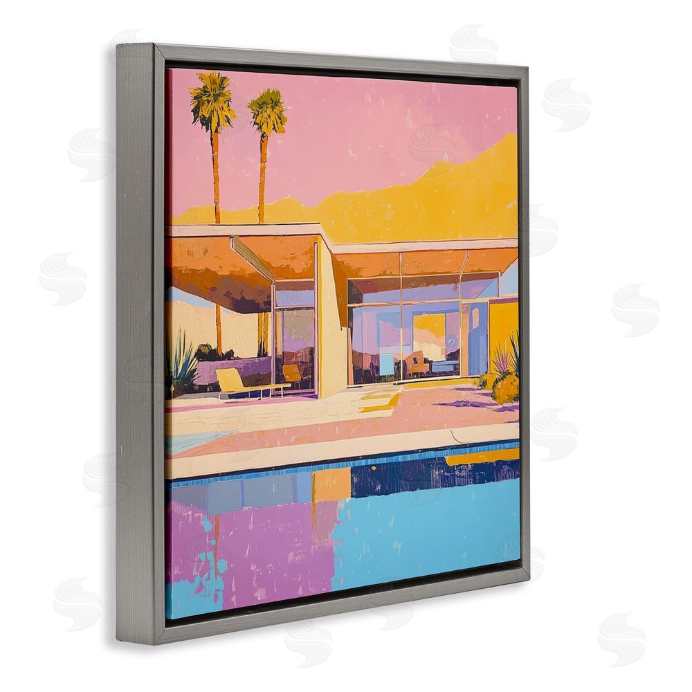 Walker Noble Vivid Villa at Sunset Gray Floating Frame Canvas Wall Art Print