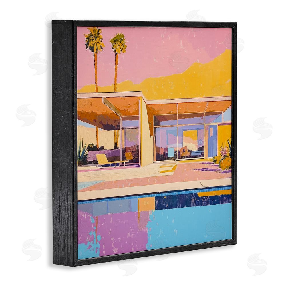 Walker Noble Vivid Villa at Sunset Black Framed Giclee Wall Art Print