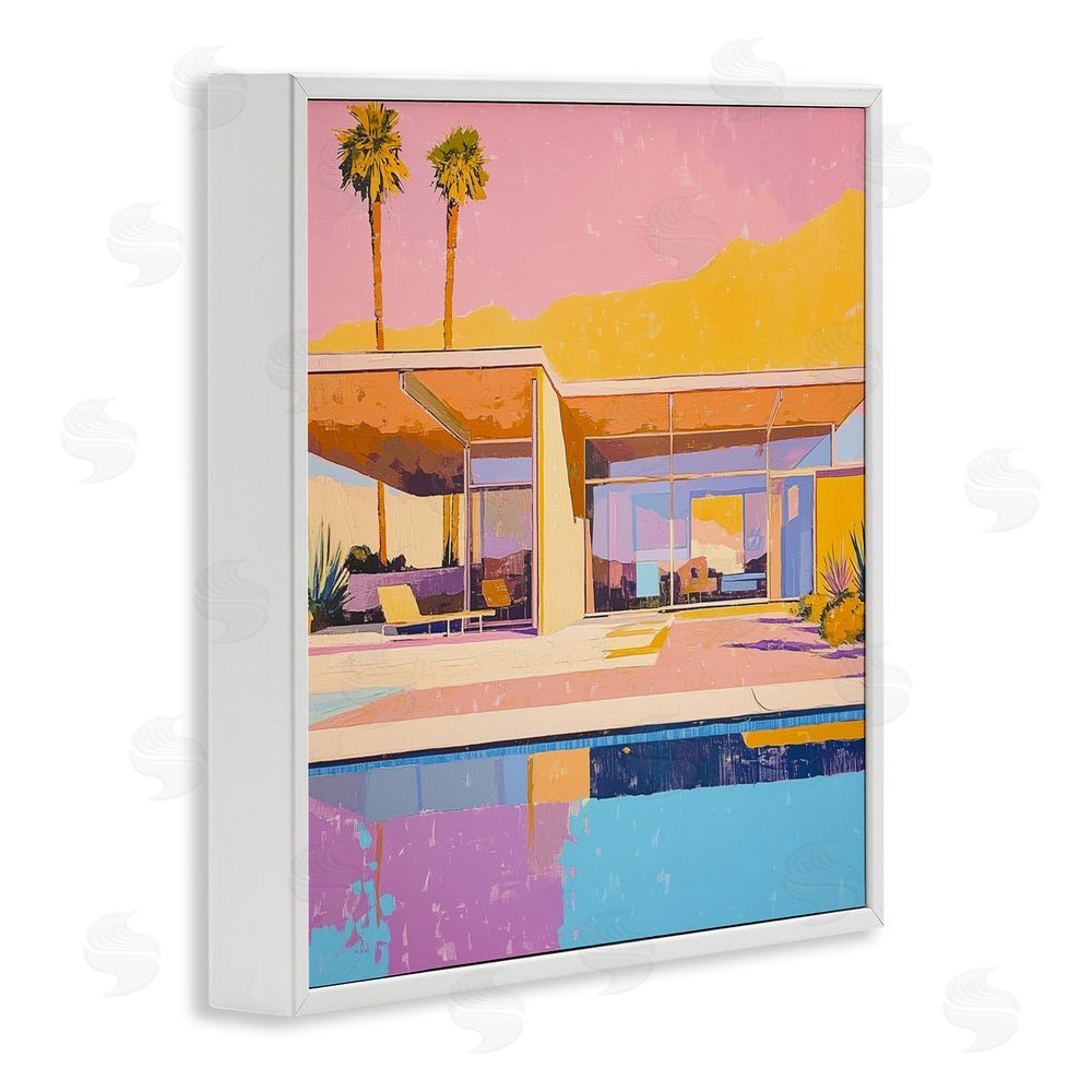 Walker Noble Vivid Villa at Sunset White Framed Giclee Wall Art Print