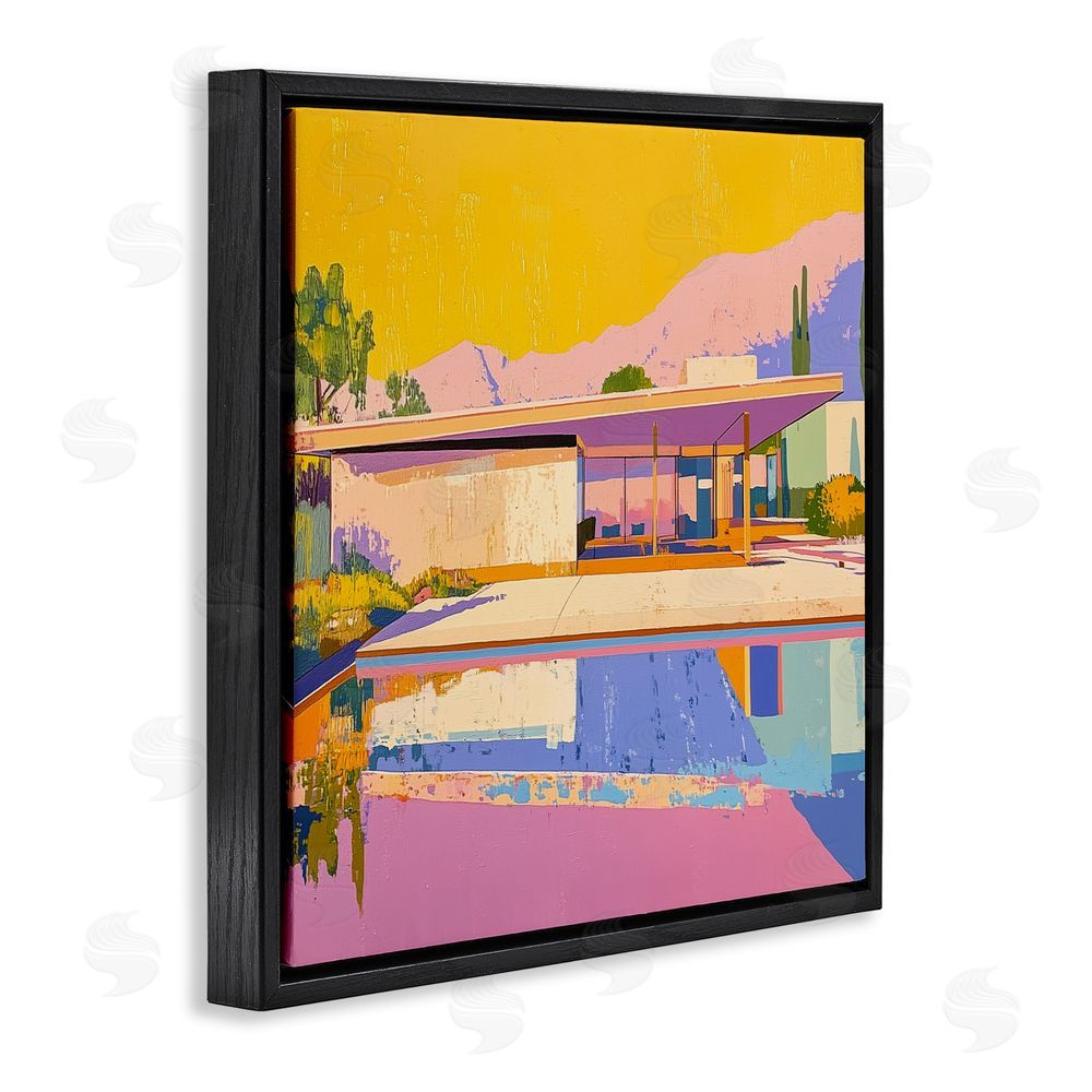 Walker Noble Vivid Case Study House Black Floating Frame Canvas Wall Art Print