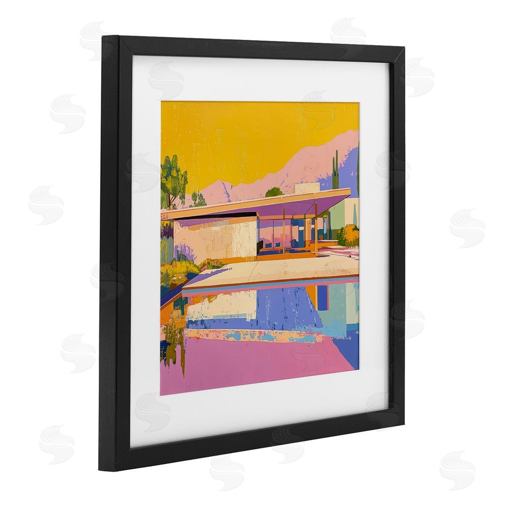 Walker Noble Vivid Case Study House Black Framed Print Under Glass Wall Art