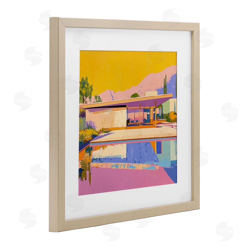 Walker Noble Vivid Case Study House Brown Framed Print Under Glass Wall Art