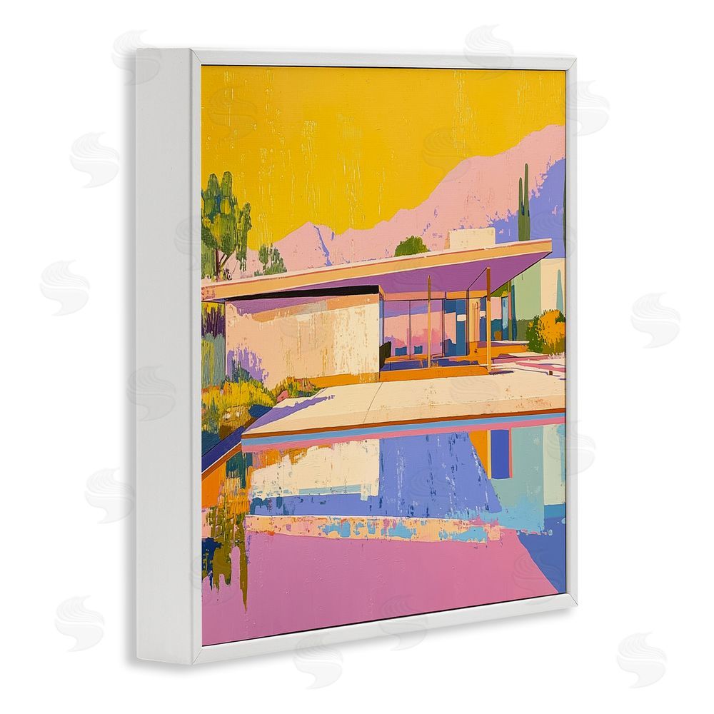 Walker Noble Vivid Case Study House White Framed Giclee Wall Art Print
