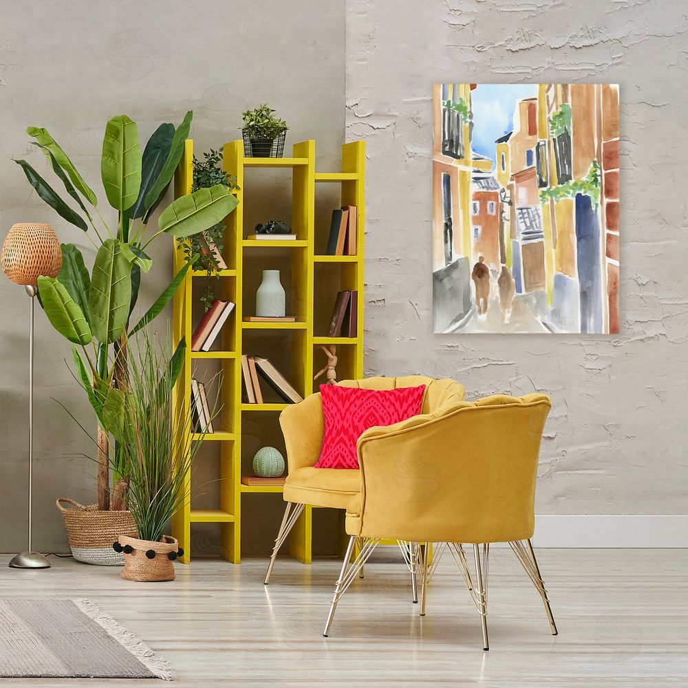 June Erica Vess Calles de Madrid Architecture Stretched Canvas Wall Art in Room